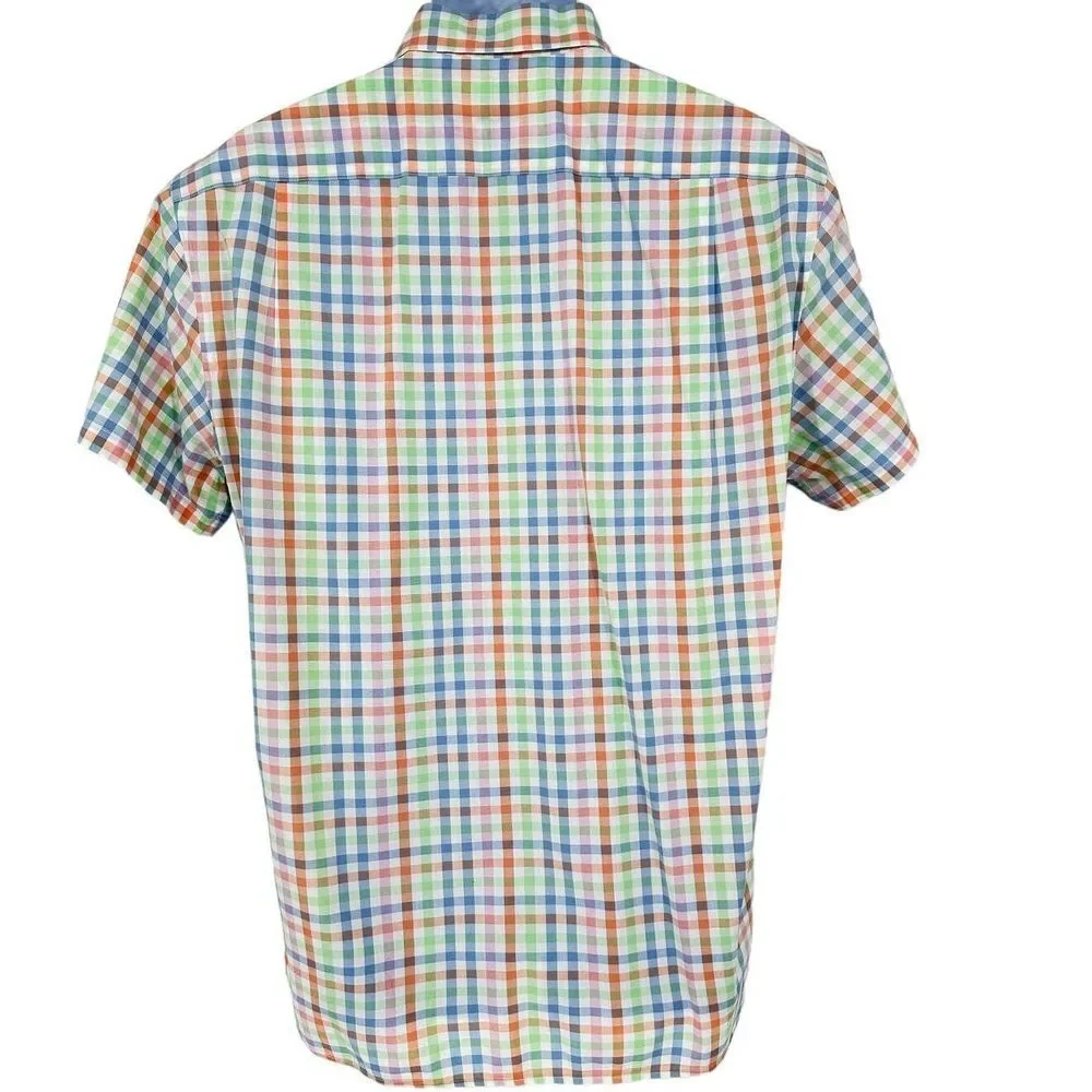 J. Crew Flex Men's‎ SZ L Pastel Plaid Button Down Shirt Short Sleeves Multicolor